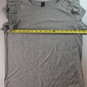 SHEIN Heather Gray Ruffle Sleeve Tee